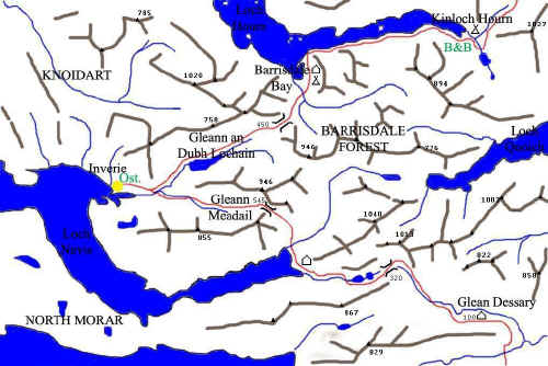 carta del percorso nella penisola di Knoidart